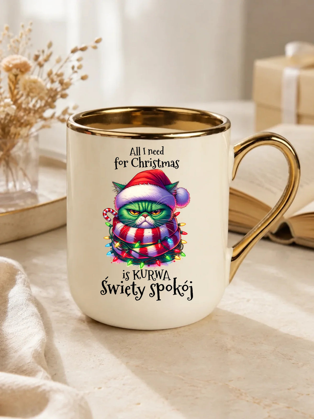 Kubek elegant świąteczny - All I need for Christmas is ku*wa święty spokój - bez cenzury BN101