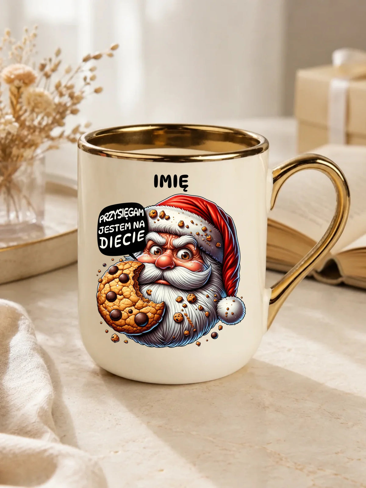 Kubek elegant świąteczny - Mikołaj Przysięgam jestem na diecie - personalizowany BN97