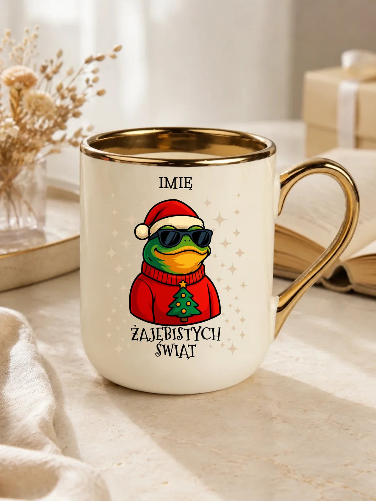 Kubek elegant świąteczny - Żajebistych Świąt - personalizowany BN144