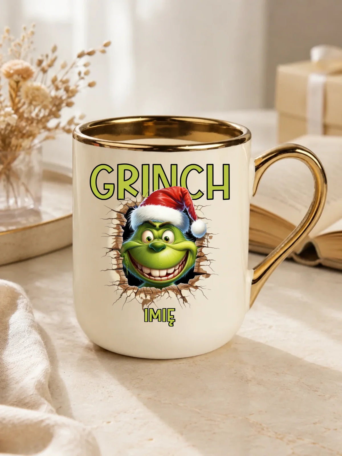 Kubek elegant świąteczny - Grinch - personalizowany BN112