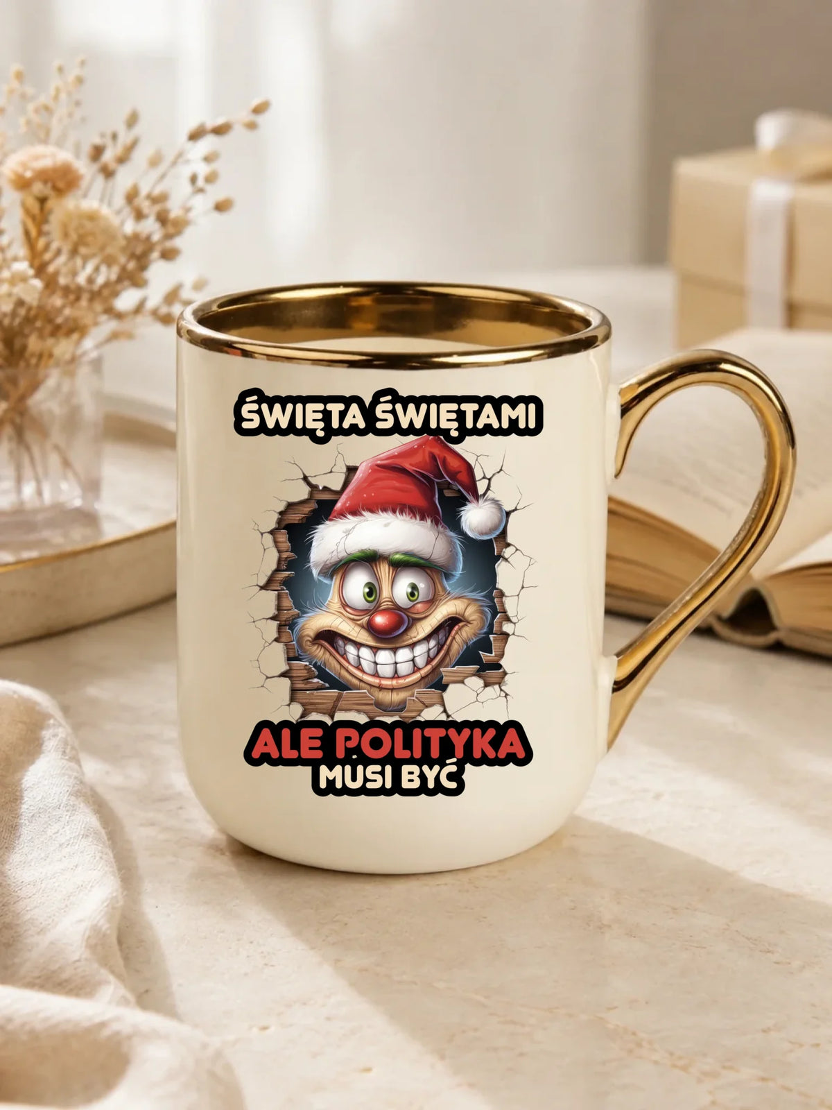 Kubek elegant świąteczny - Święta świętami ale polityka musi być BN102
