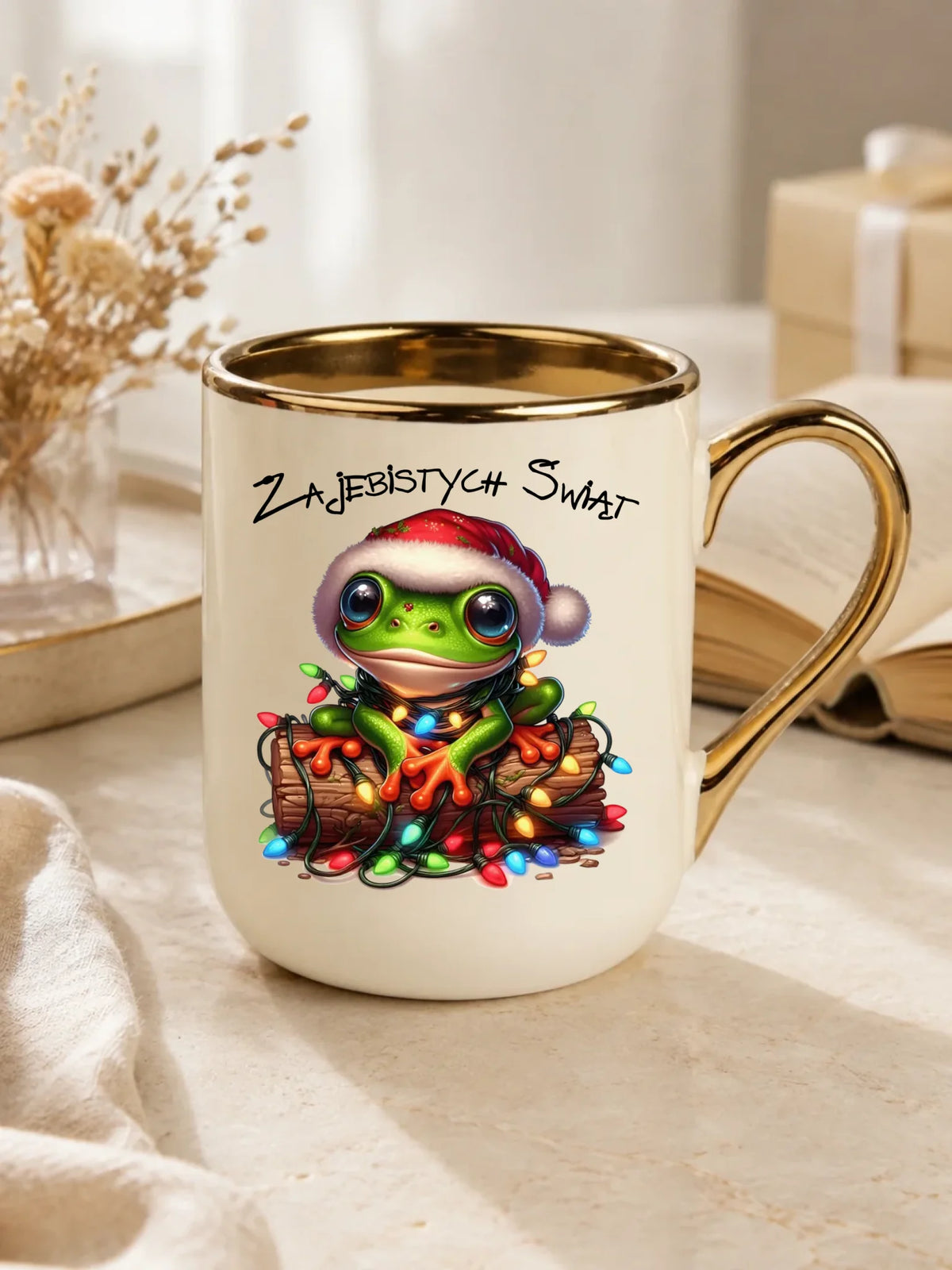 Kubek elegant świąteczny - Żaba - Żajebistych Świąt BN106
