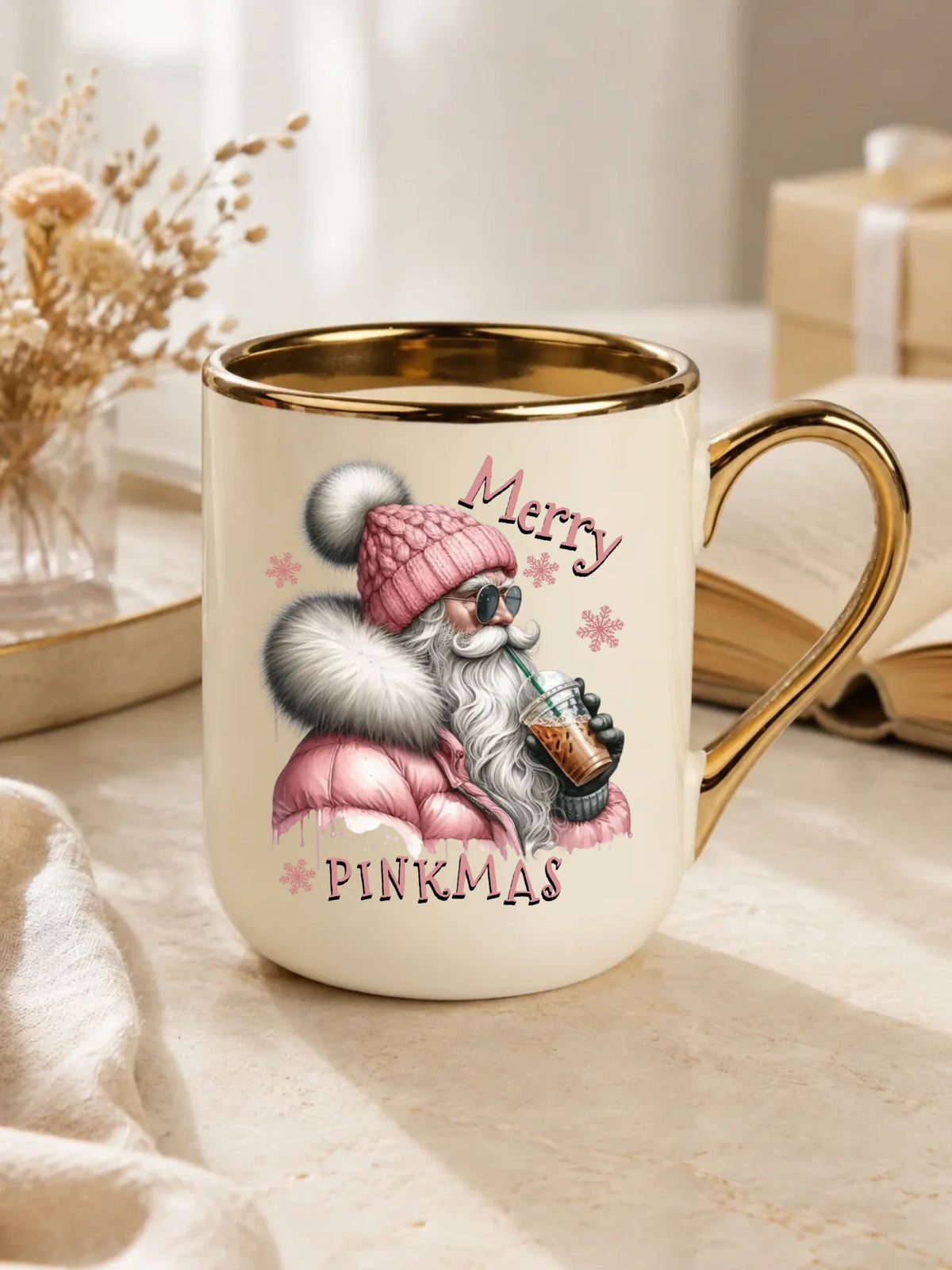 Kubek elegant świąteczny - Różowe Święta - Merry pinkmas BN117