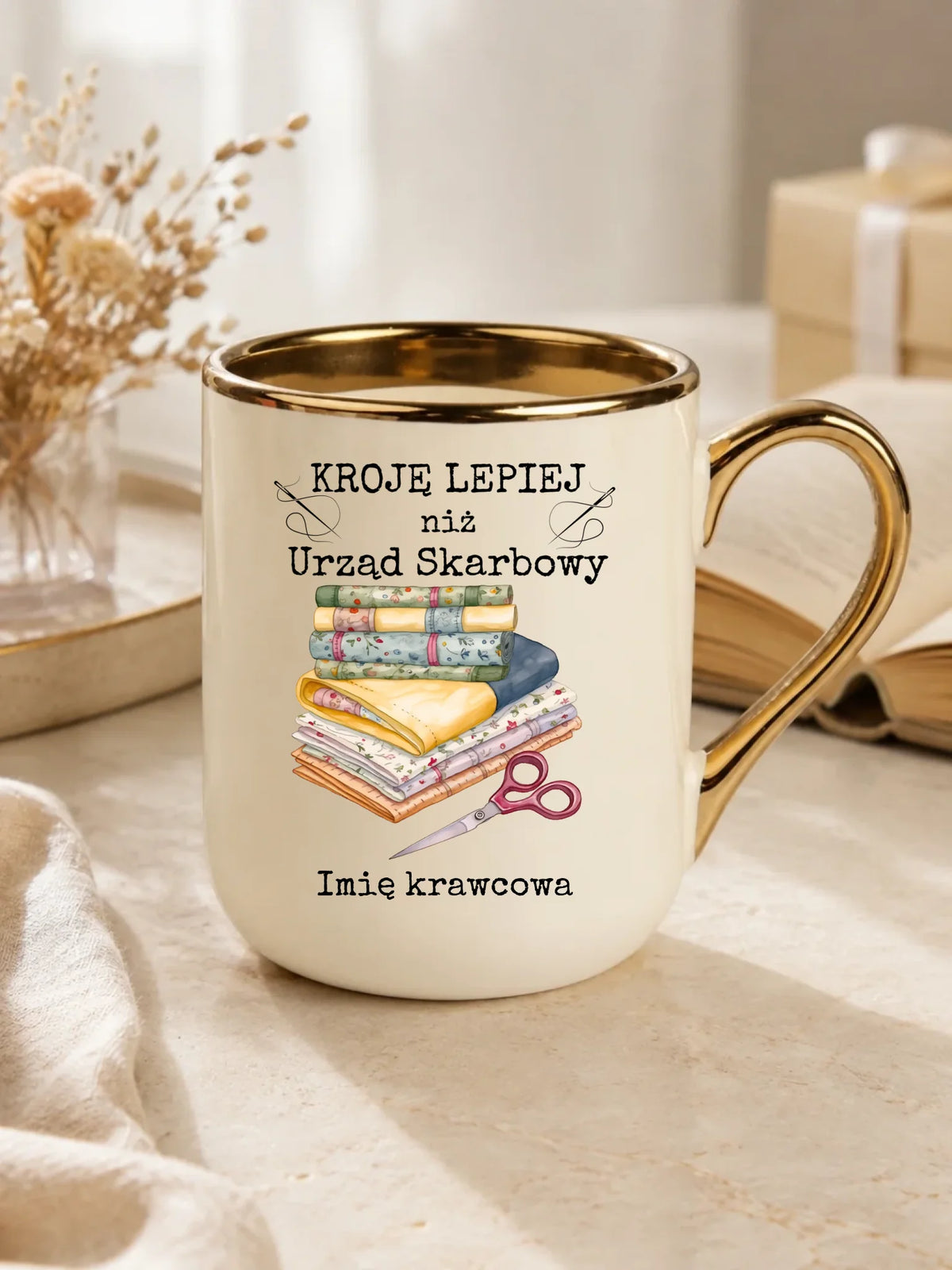 Kubek elegant szyciowy dla krawcowej - Kroję lepiej niż US - personalizowany HS33