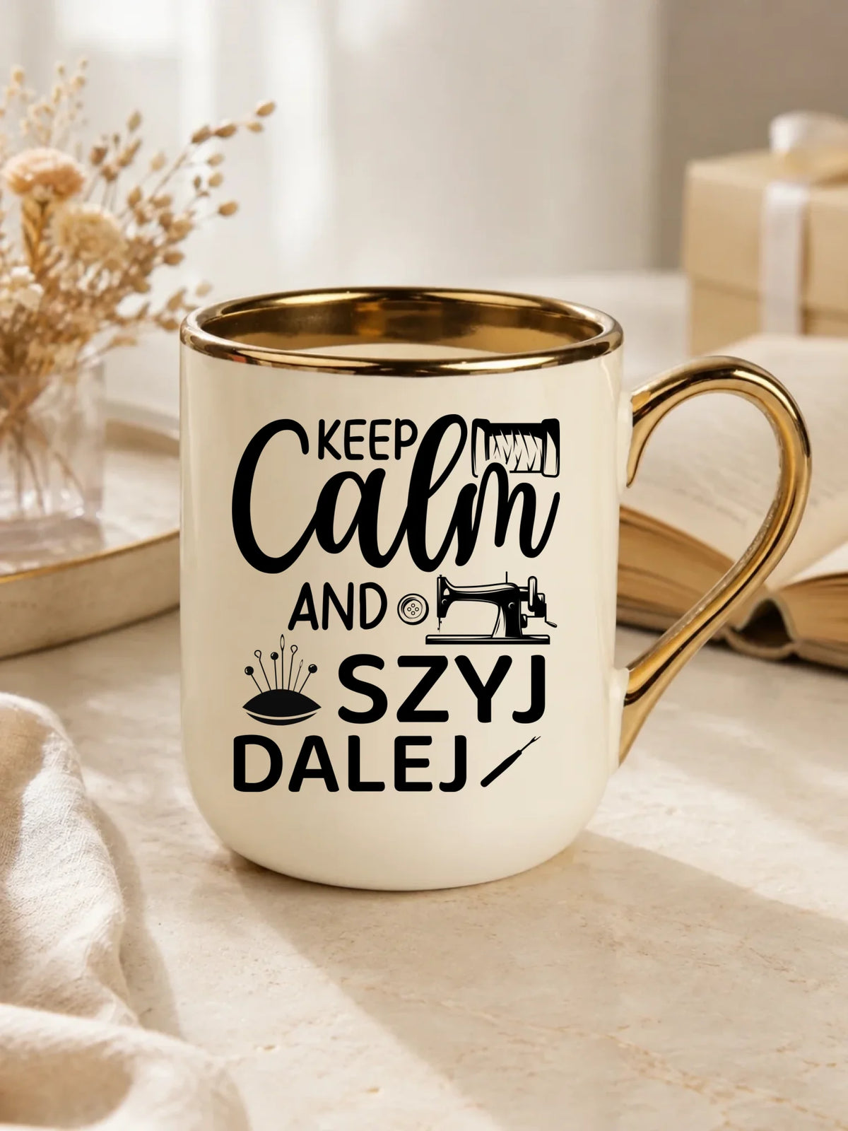 Kubek elegant szyciowy dla krawcowej - KEEP CALM and SZYJ DALEJ HS31