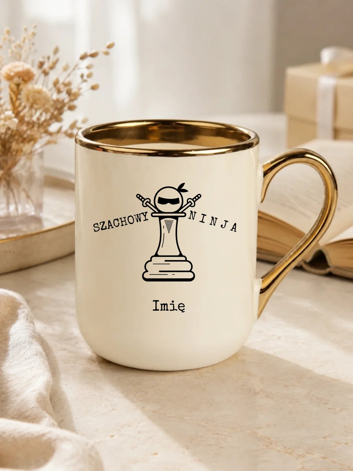 Kubek elegant dla szachisty - Szachowy ninja - personalizowany HSZ01