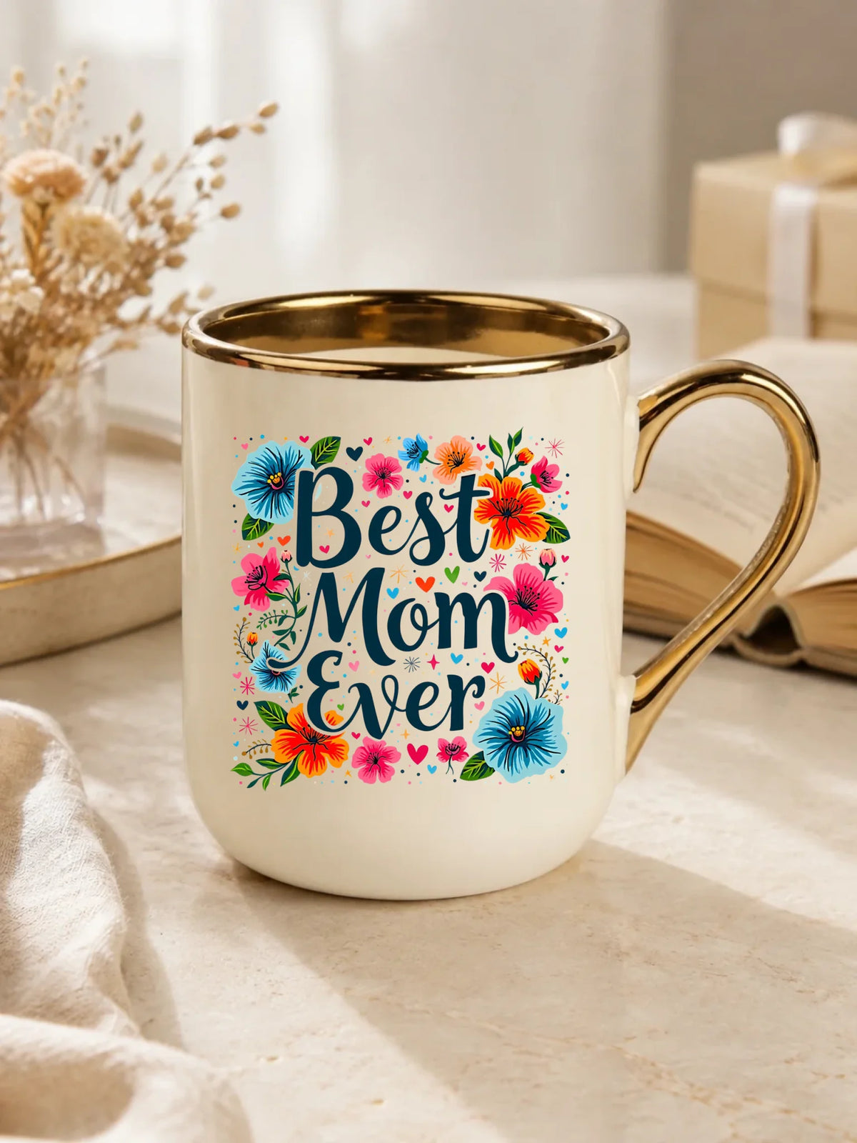 Kubek elegant dla mamy - Kwiaty - Best mom ever DM34
