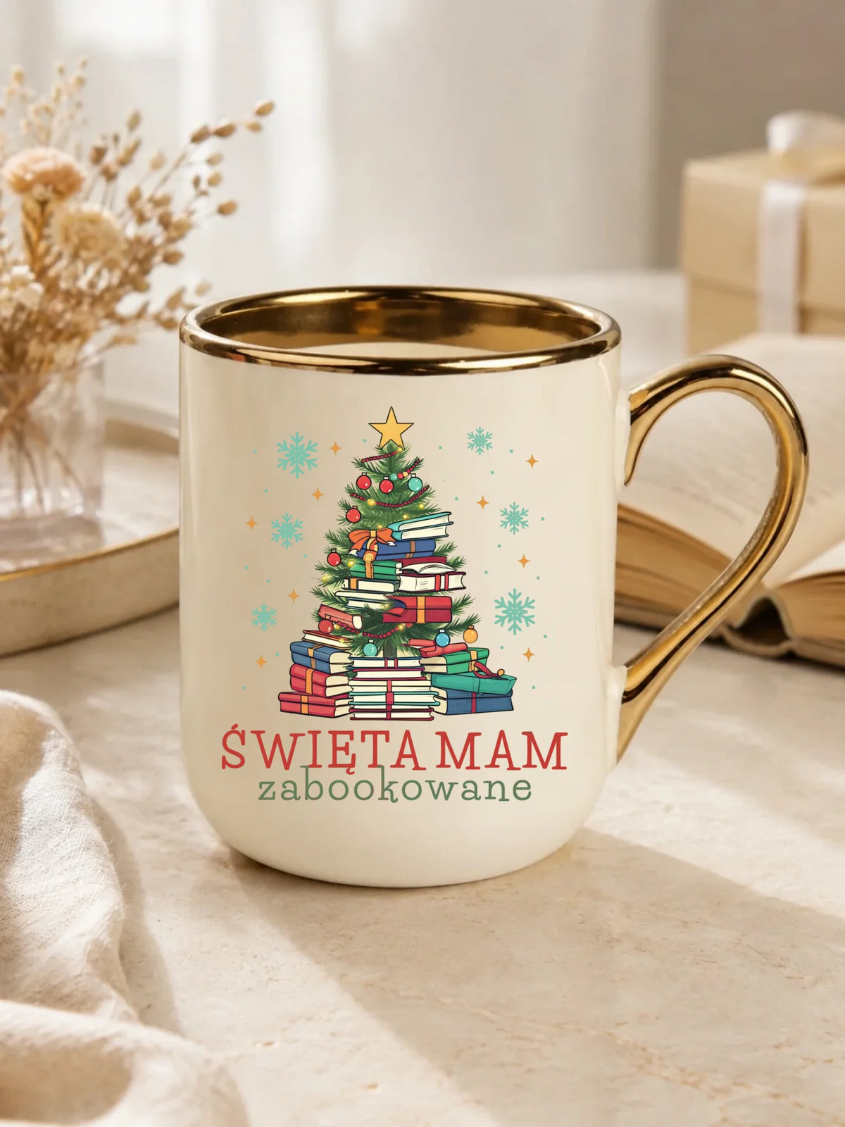 Kubek elegant świąteczny - Święta mam zabookowane BN05