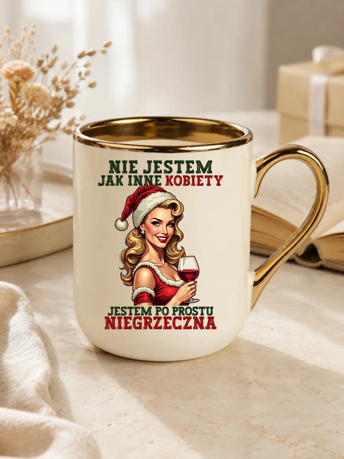 Kubek elegant świąteczny - prezent dla niej - Nie jestem jak inne kobiety BN03
