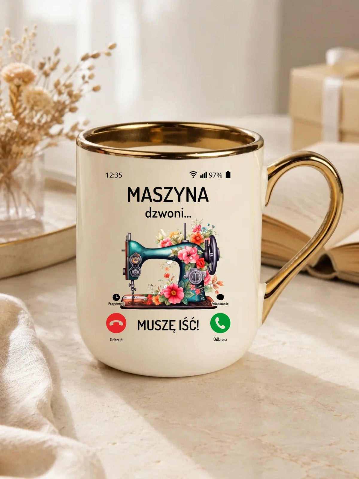 Kubek elegant szyciowy dla krawcowej - Maszyna dzwoni muszę iść HS05