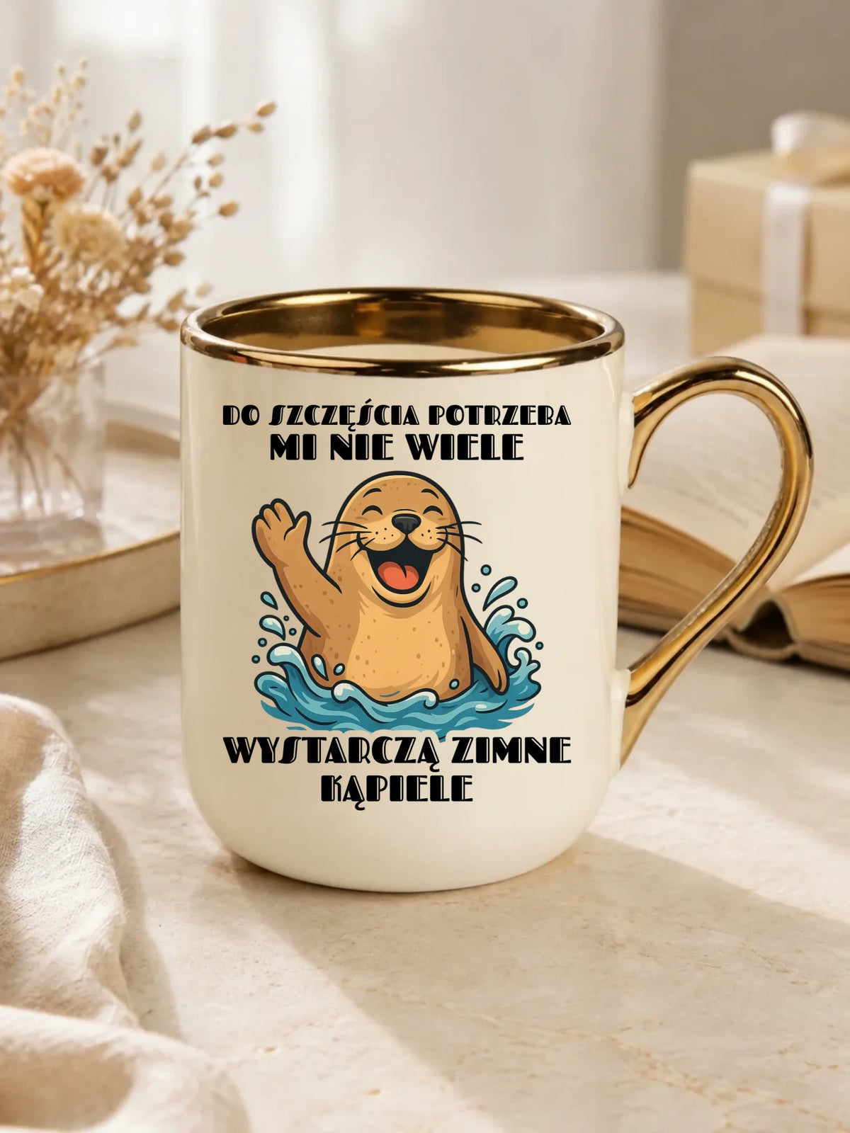 Kubek elegant - prezent dla morsa - Do szczęścia potrzeba mi nie wiele HM06