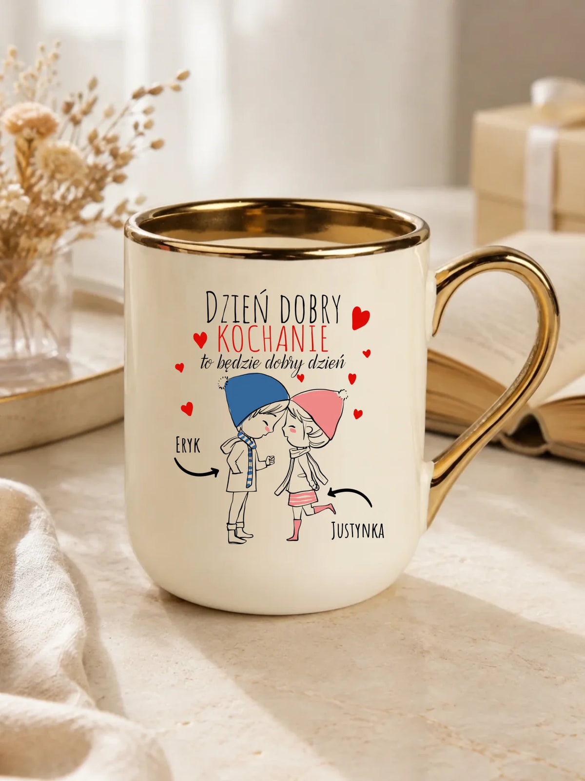 Kubek elegant dla par - Dzień dobry Kochanie - personalizowany W10