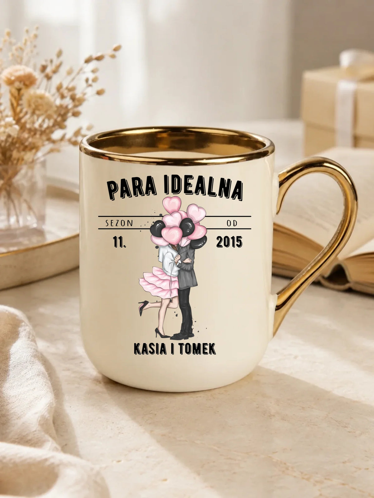 Kubek elegant dla par na rocznicę - Para idealna - personalizowany W11