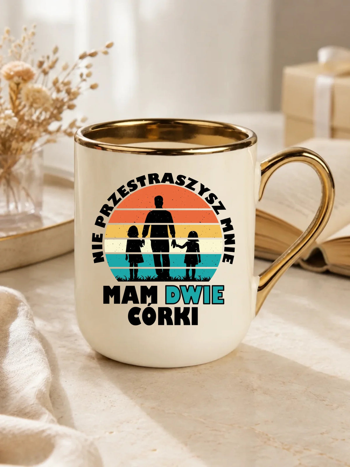 Kubek elegant dla taty - Nie przestraszysz mnie mam dwie córki DT02