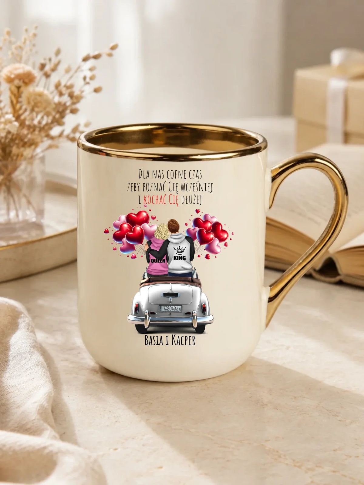 Kubek elegant dla par - Dla nas cofnę czas - personalizowany W08