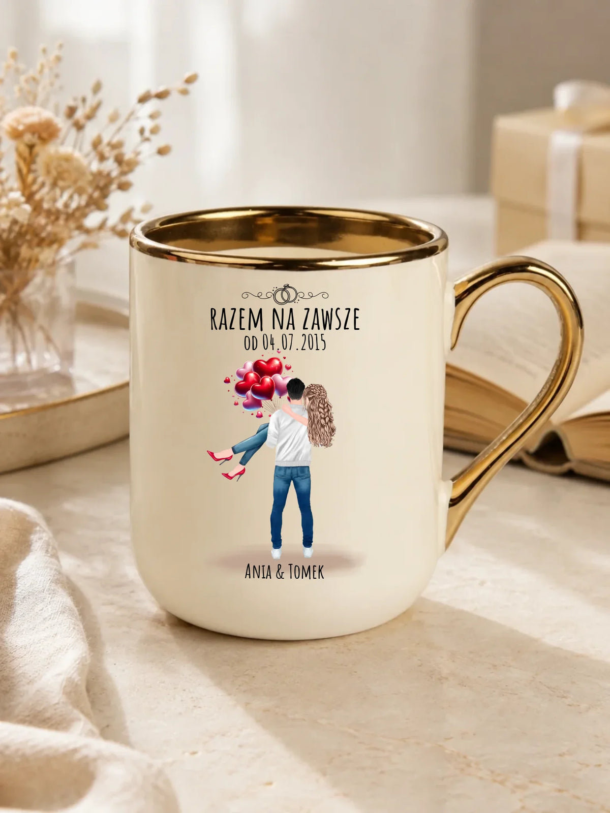 Kubek elegant dla par na rocznicę - Razem na zawsze - personalizowany W14