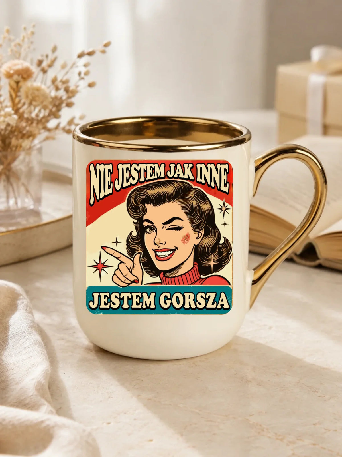 Kubek elegant - Nie jestem jak inne, jestem gorsza - w stylu retro DZ07