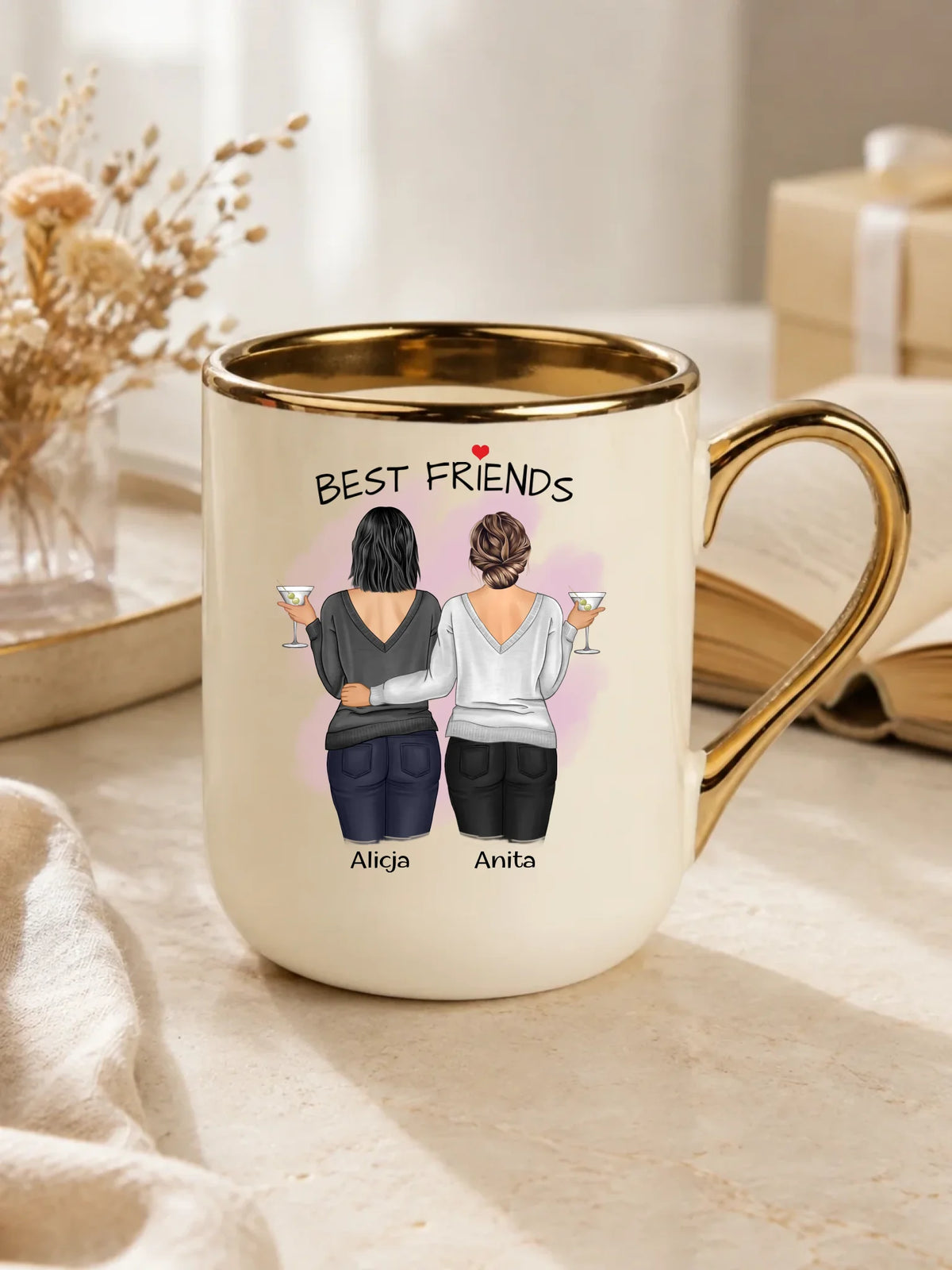 Kubek elegant - prezent dla przyjaciółki - Best Friends - personalizowane postacie 2-4 osoby PR03