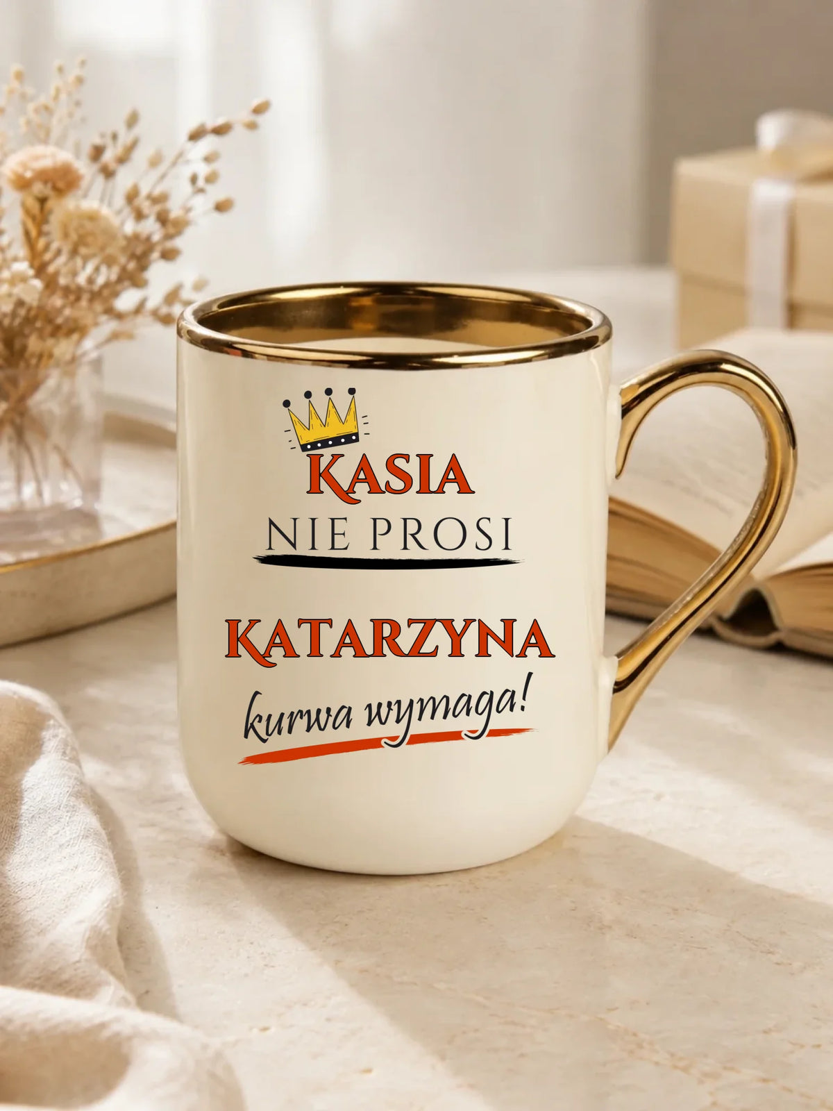Kubek elegant - Nie prosi, ku**a wymaga - bez cenzury - personalizowany DZ18