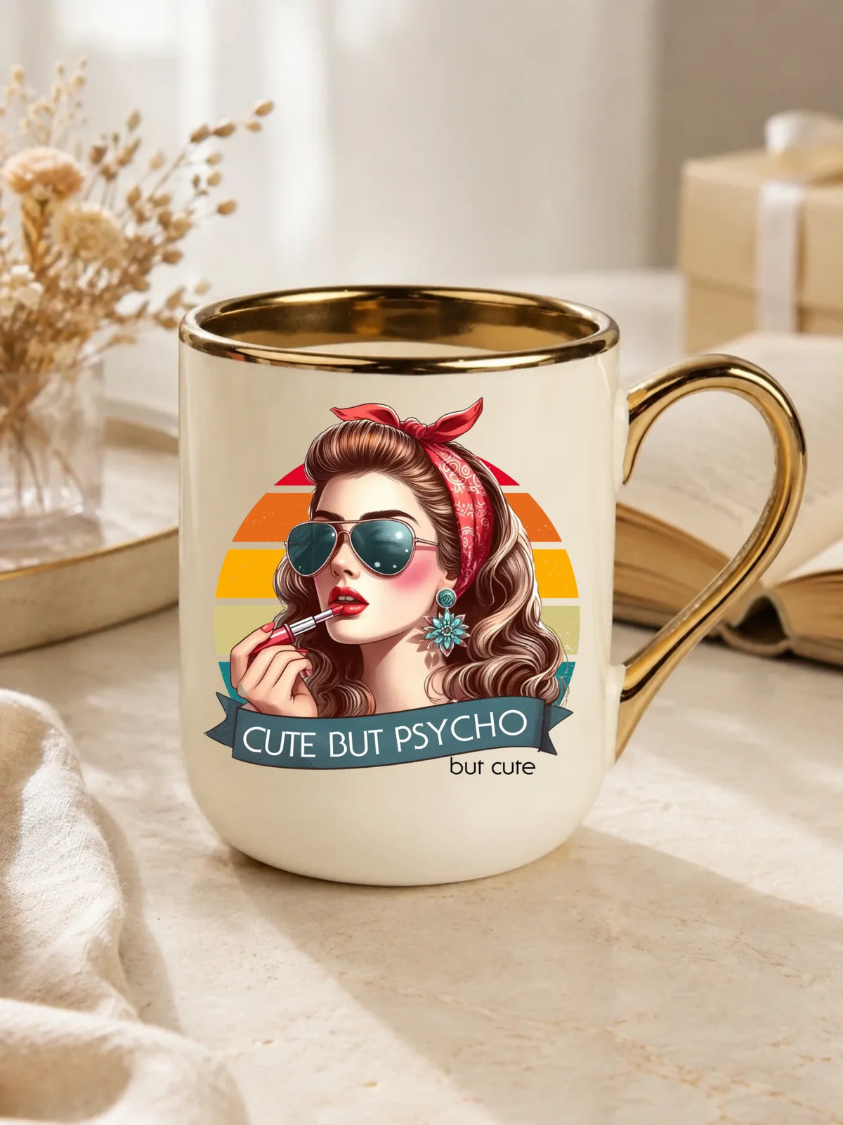 Kubek elegant – Cute but psycho - w stylu retro DZ09