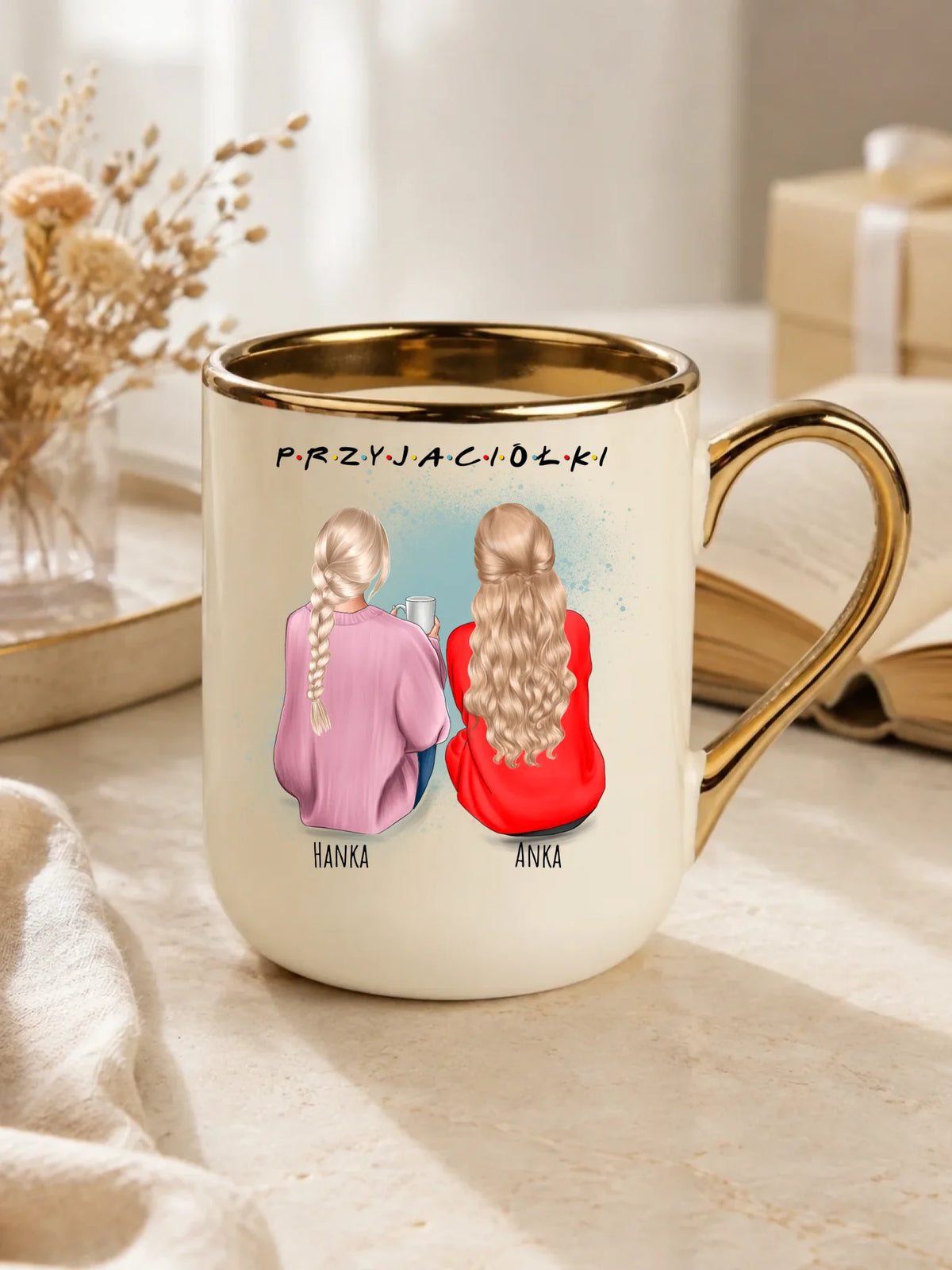 Kubek elegant - prezent dla przyjaciółki - personalizowane postacie 2-4 osoby PR02