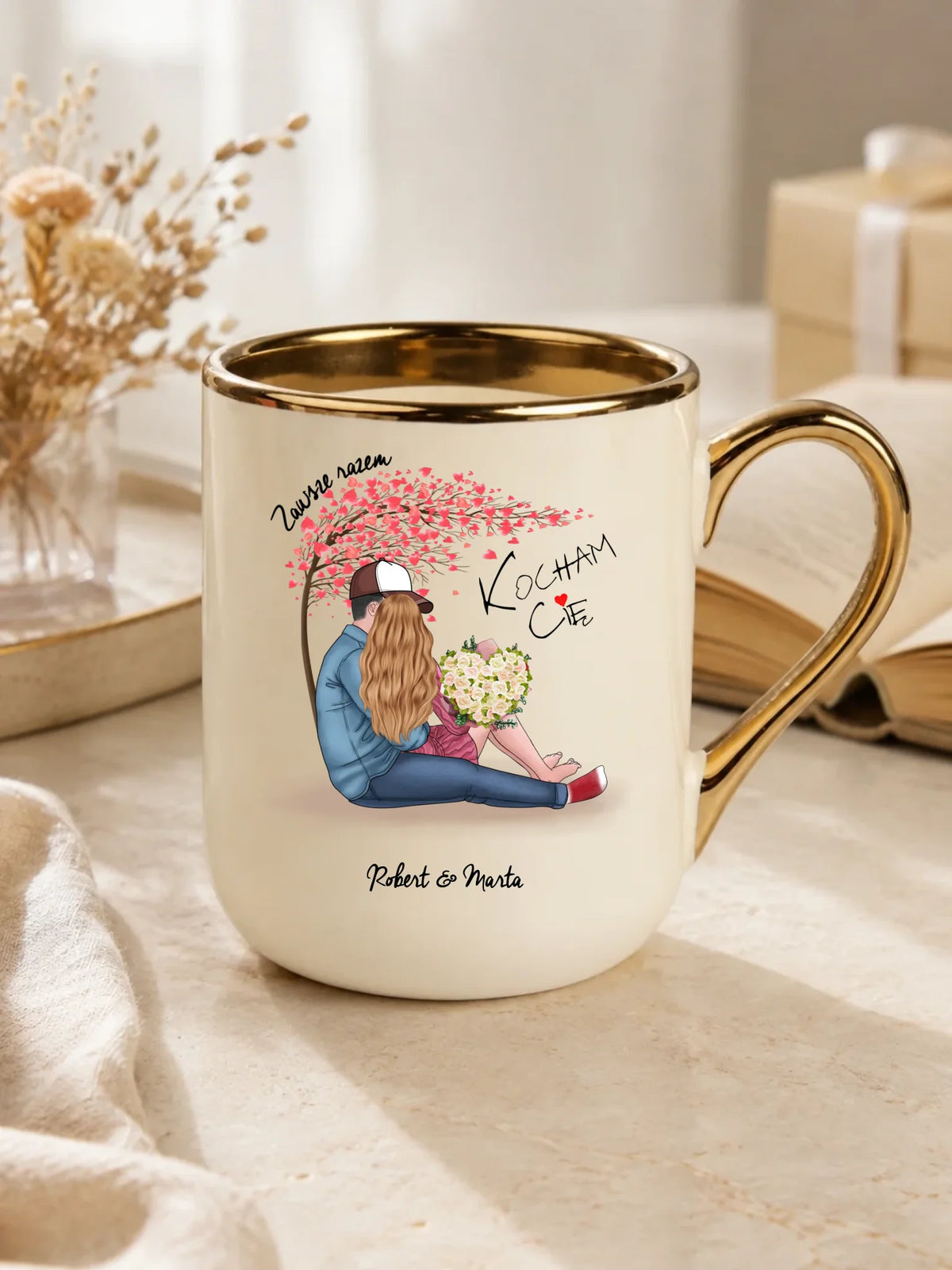 Kubek elegant dla par - Zawsze razem - personalizowany W04