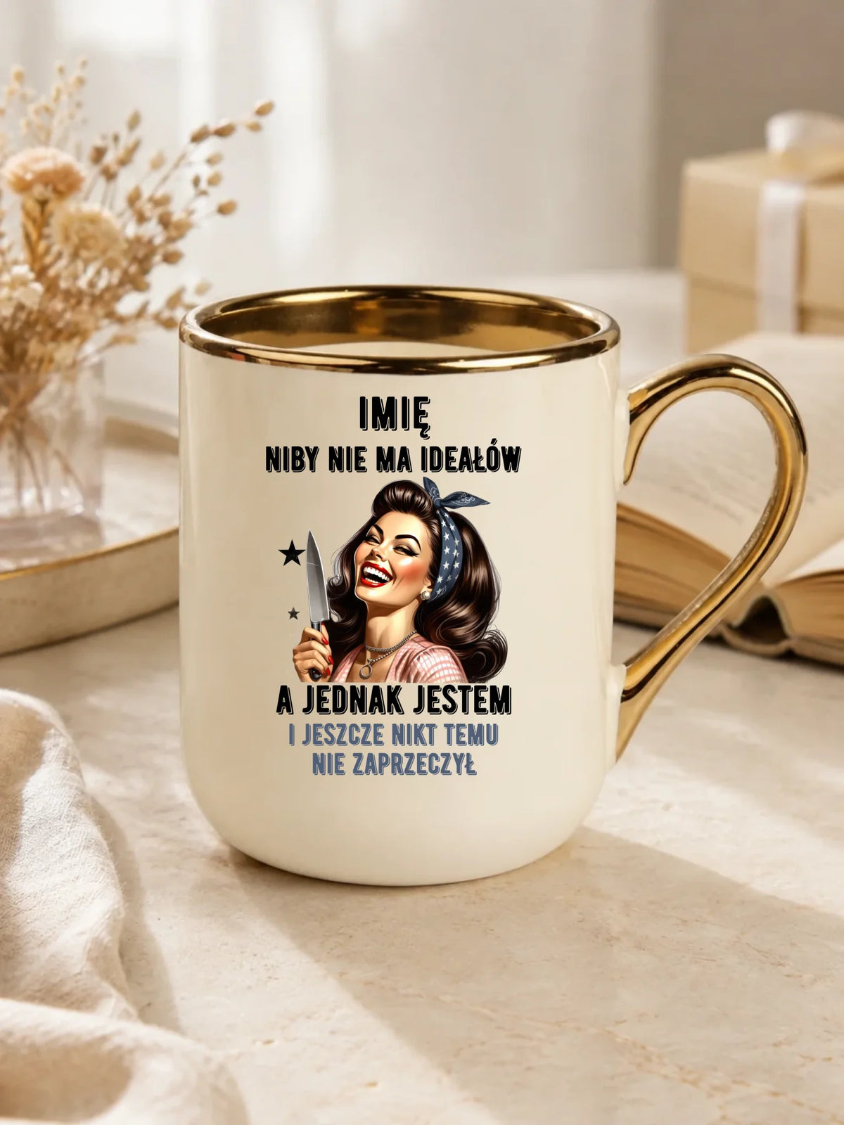 Kubek elegant dla niej - Niby nie ma ideałów - personalizowany DZ01