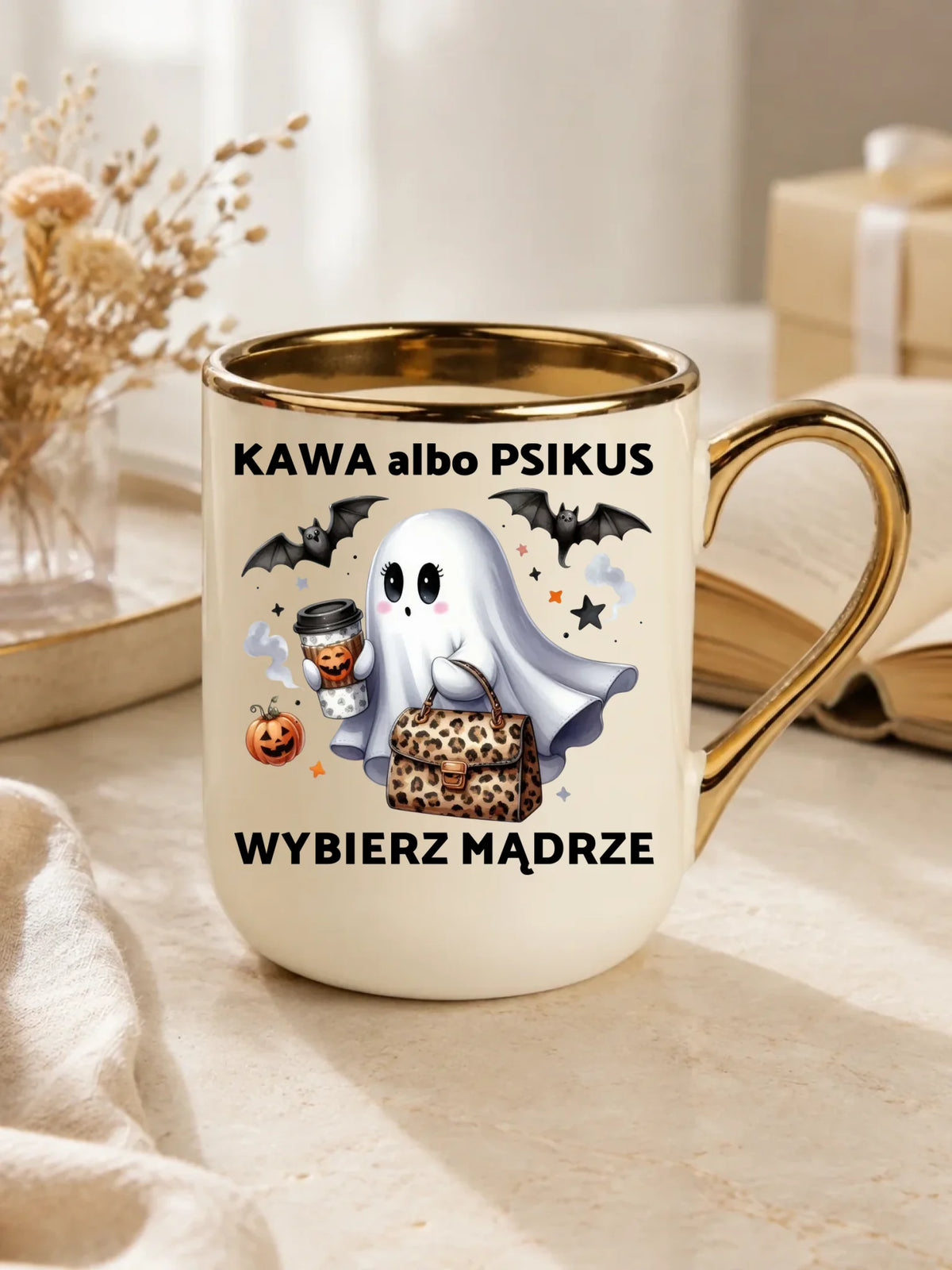 Kubek elegant halloweenowy - Duch - Kawa albo psikus HL07