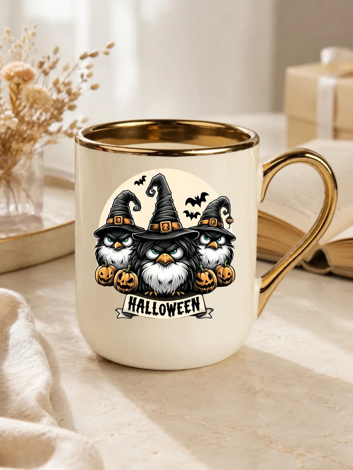 Kubek elegant na Halloween - Upiorne sowy wiedźmy HL15