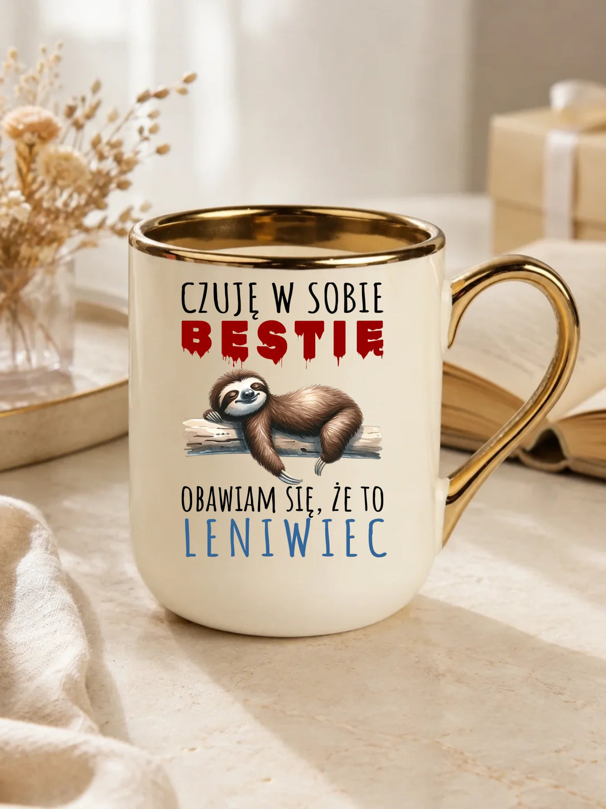 Kubek elegant – Czuję w sobie bestię, obawiam się że to leniwiec – prezent DCH26