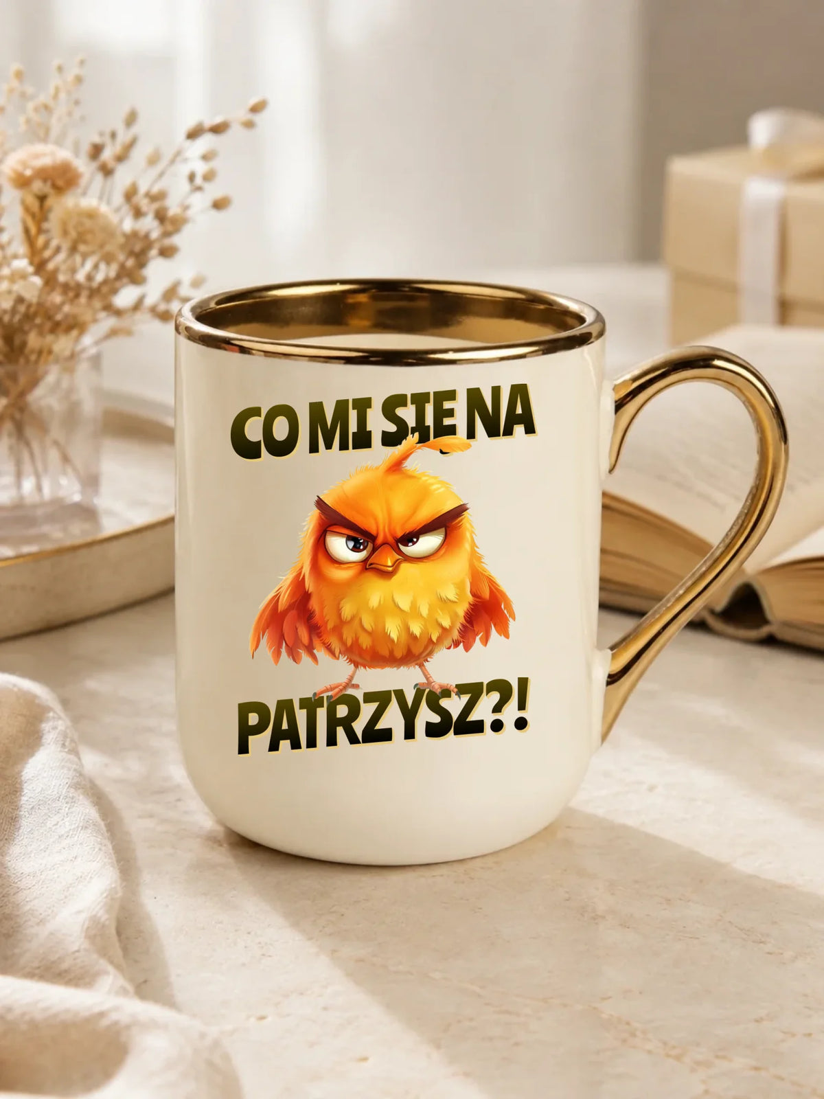 Śmieszny kubek elegant - Prezent dla chłopaka kolegi - Co mi się na ptaka patrzysz DCH24