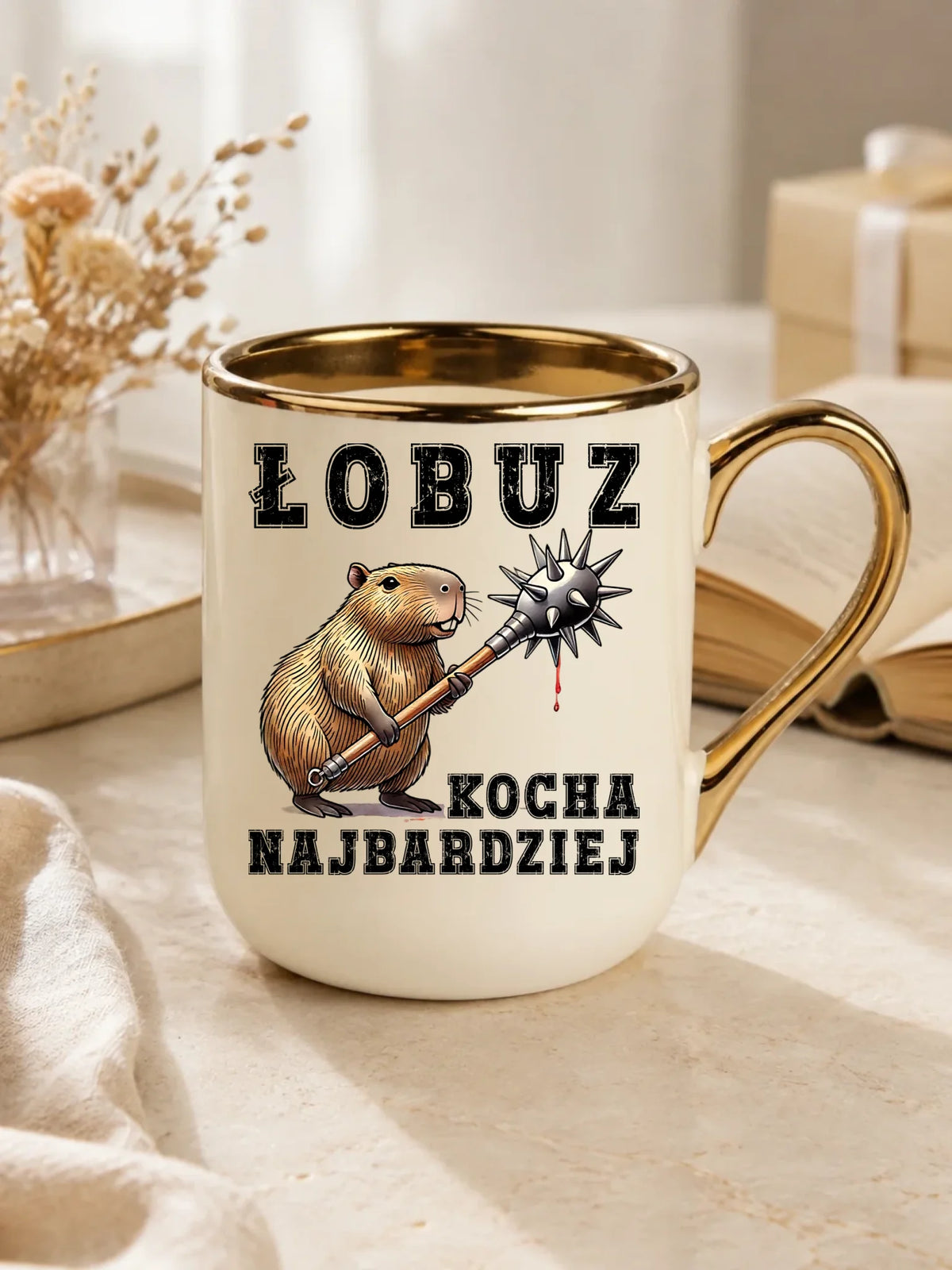 Kubek elegant - prezent dla chłopaka - Łobuz kapibara z maczugą DCH17