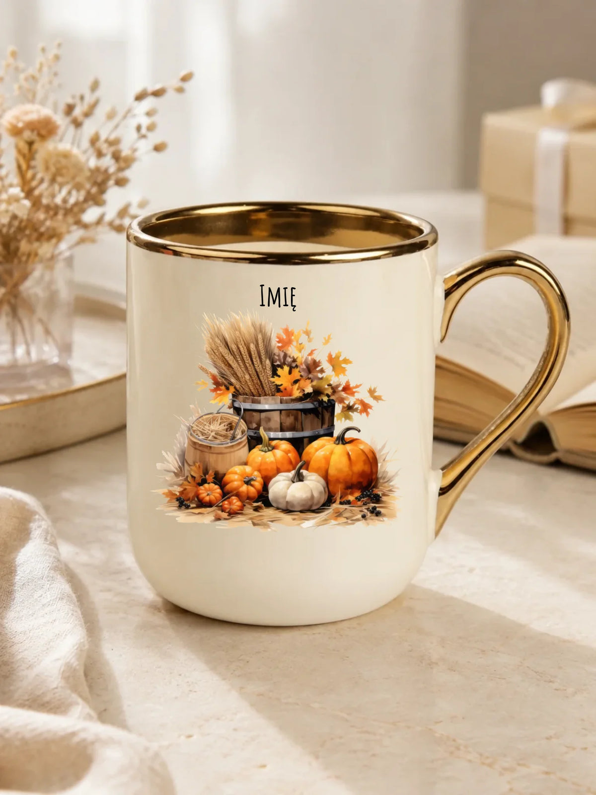 Kubek elegant na jesień - Harvest vibes - personalizowany JS09