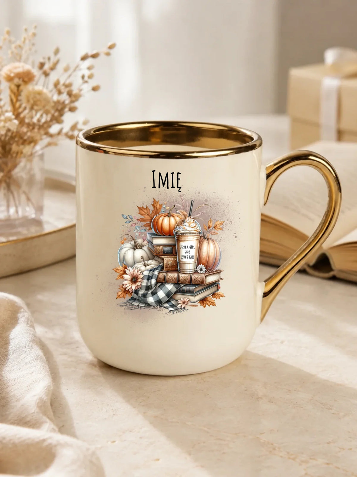 Kubek elegant jesienny - Książkara - personalizowany JS14