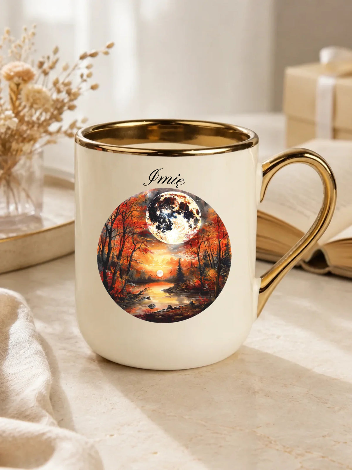 Kubek elegant jesieniara - Pełnia księżyca - personalizowany JS10