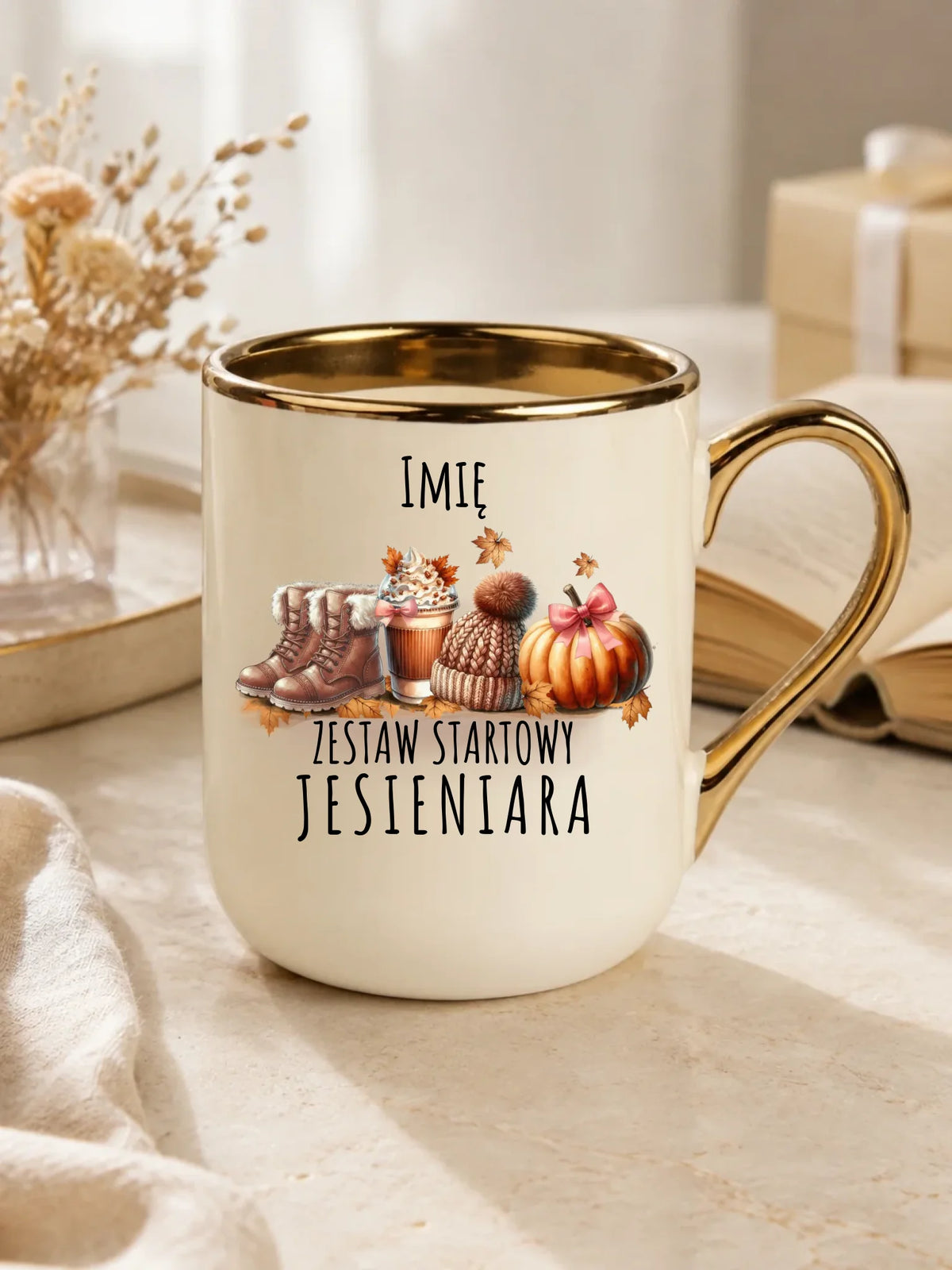 Kubek elegant jesieniara – Zestaw startowy - personalizowany JS05