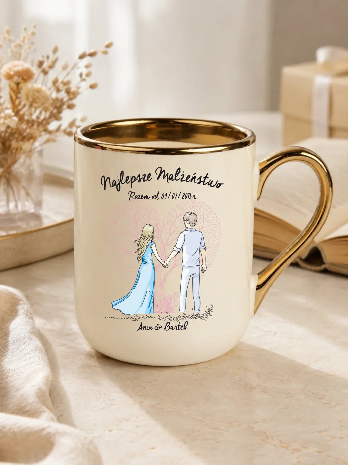 Kubek elegant dla par - Najlepsze małżeństwo - personalizowany W03