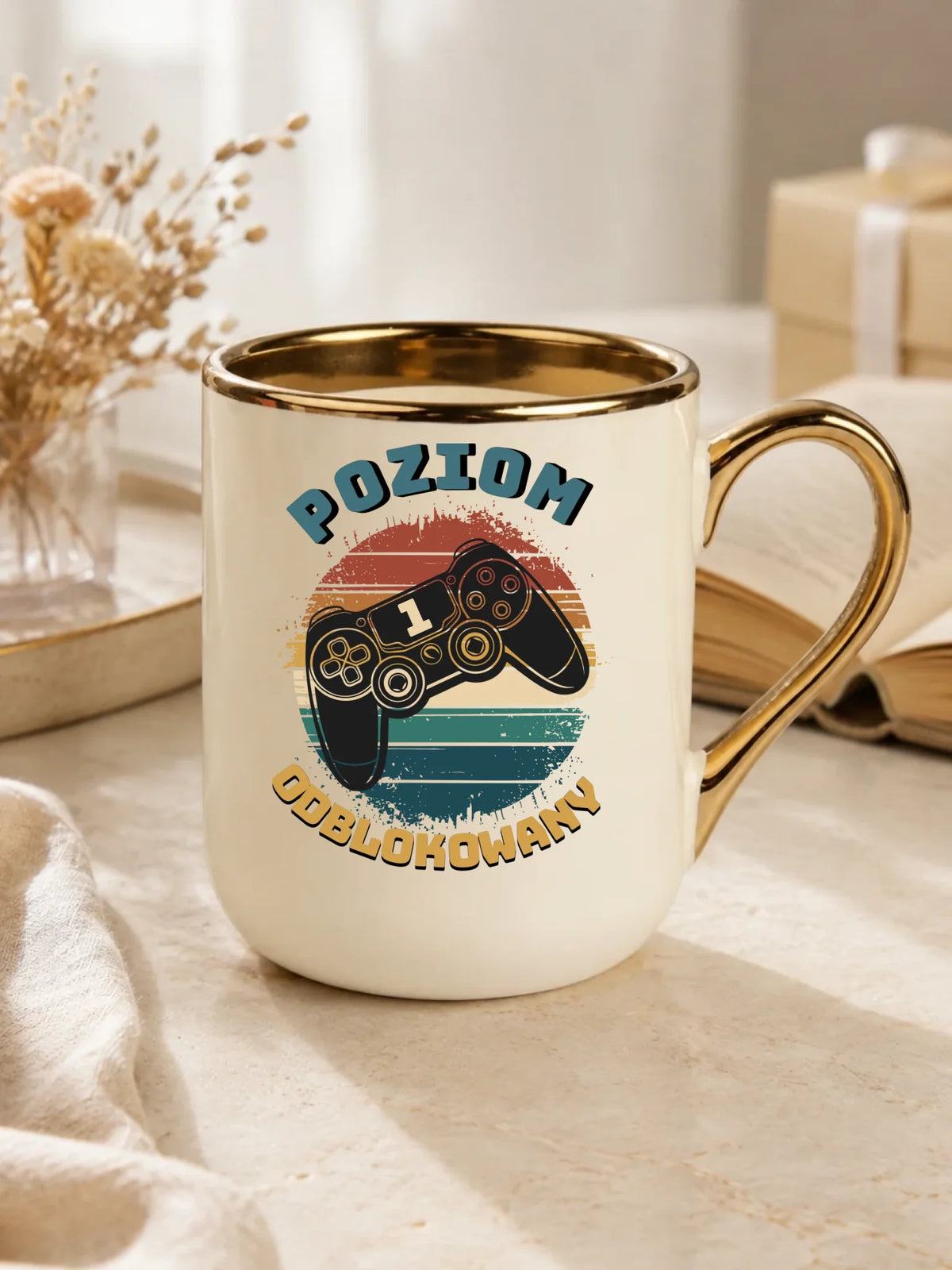 Kubek elegant - Poziom odblokowany - gamer do szkoły - personalizowany SZ01