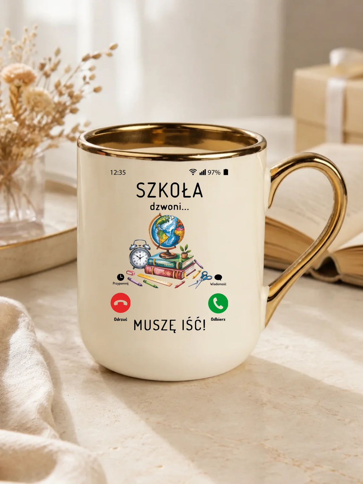 Kubek elegant Szkoła dzwoni muszę iść SZ09