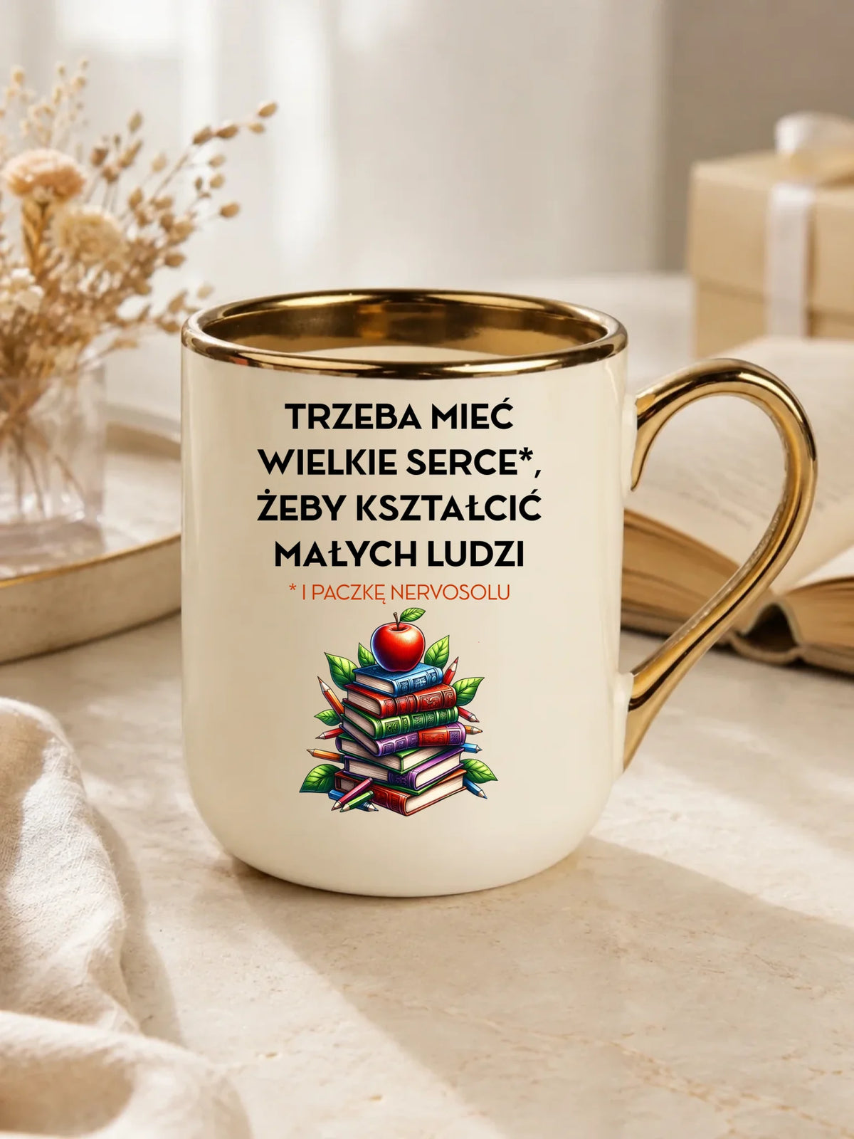 Kubek elegant dla nauczyciela - Trzeba mieć wielkie serce i paczkę nervosolu N73