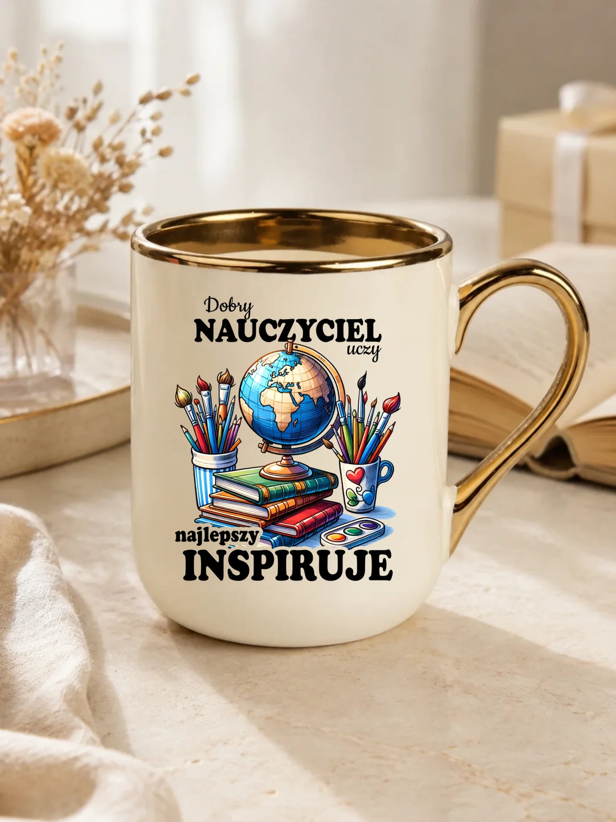 Kubek elegant dla nauczyciela - Dobry nauczyciel uczy najlepszy inspiruje N72