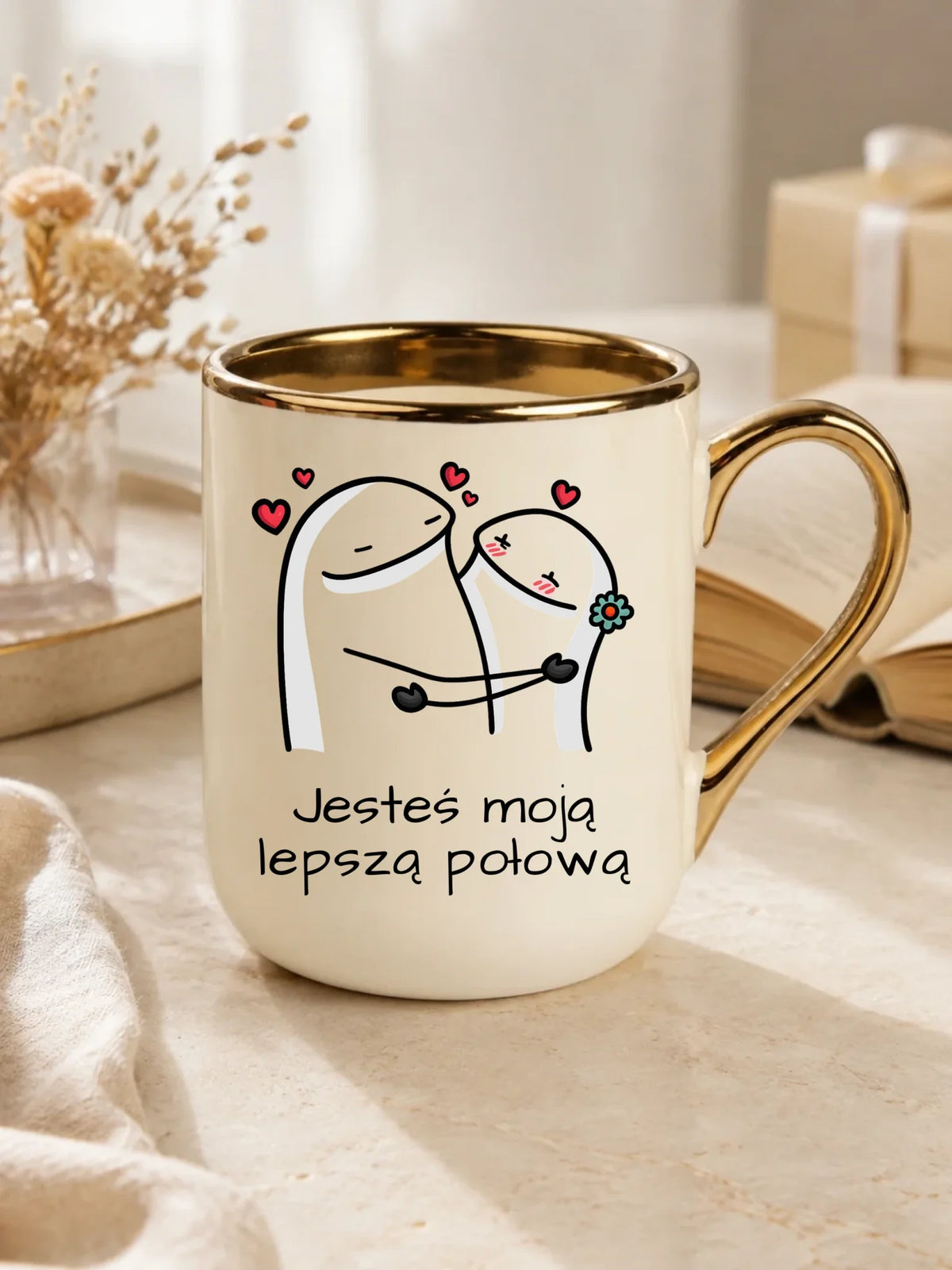 Kubek elegant dla par - Jesteś moją lepszą połową W87
