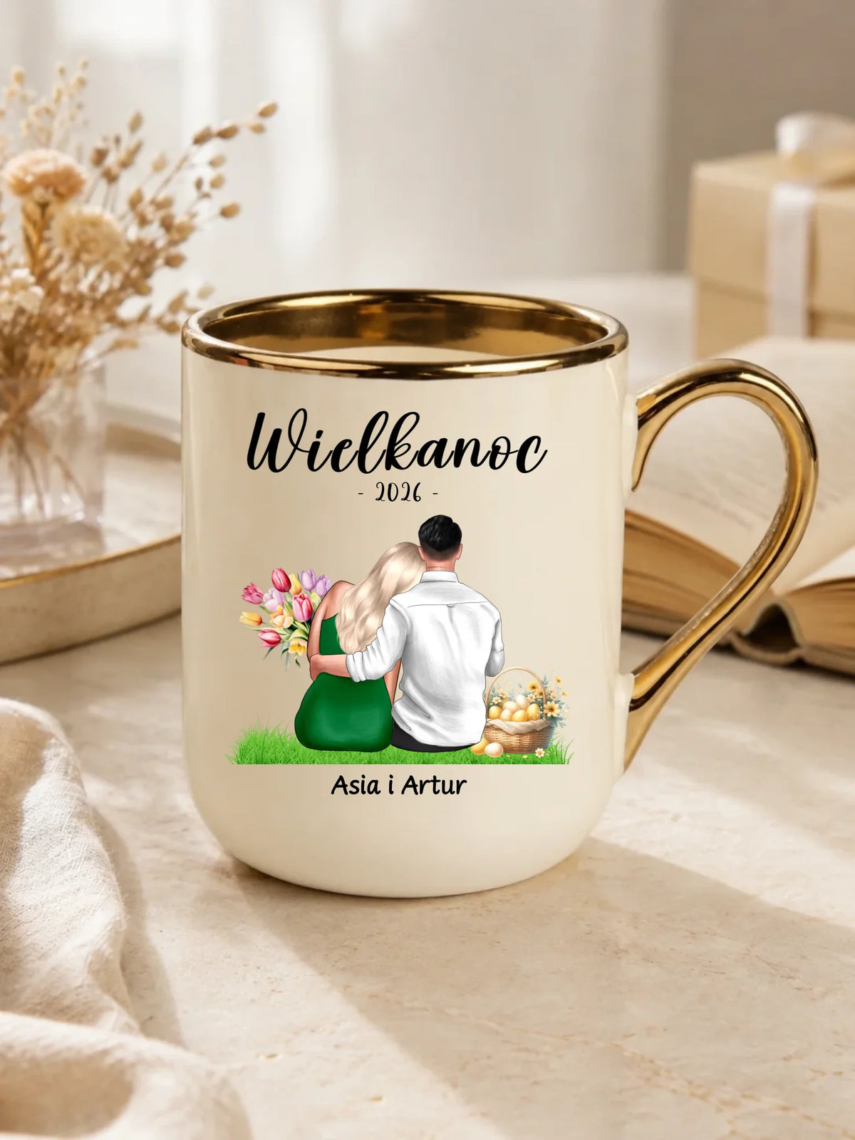 Kubek elegant na Wielkanoc dla par - personalizowany WN36