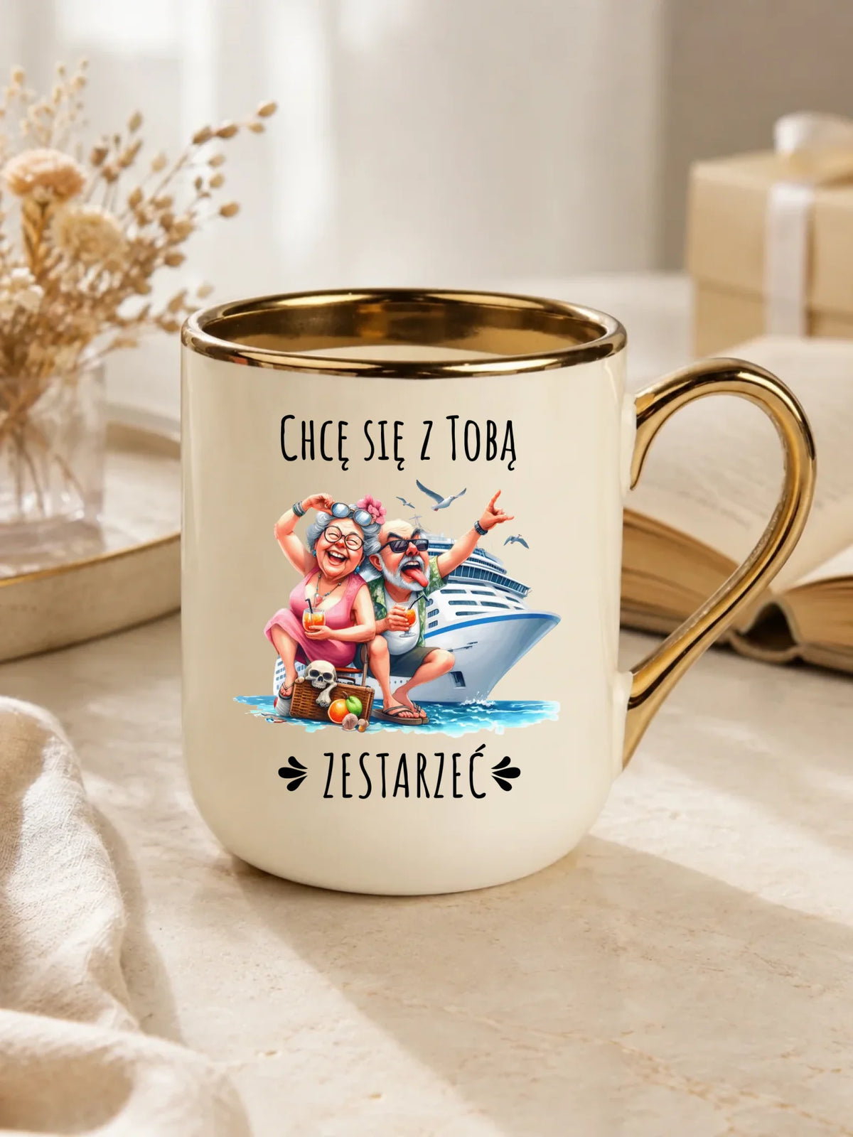 Kubek elegant dla par - Chcę się z Tobą zestarzeć W80