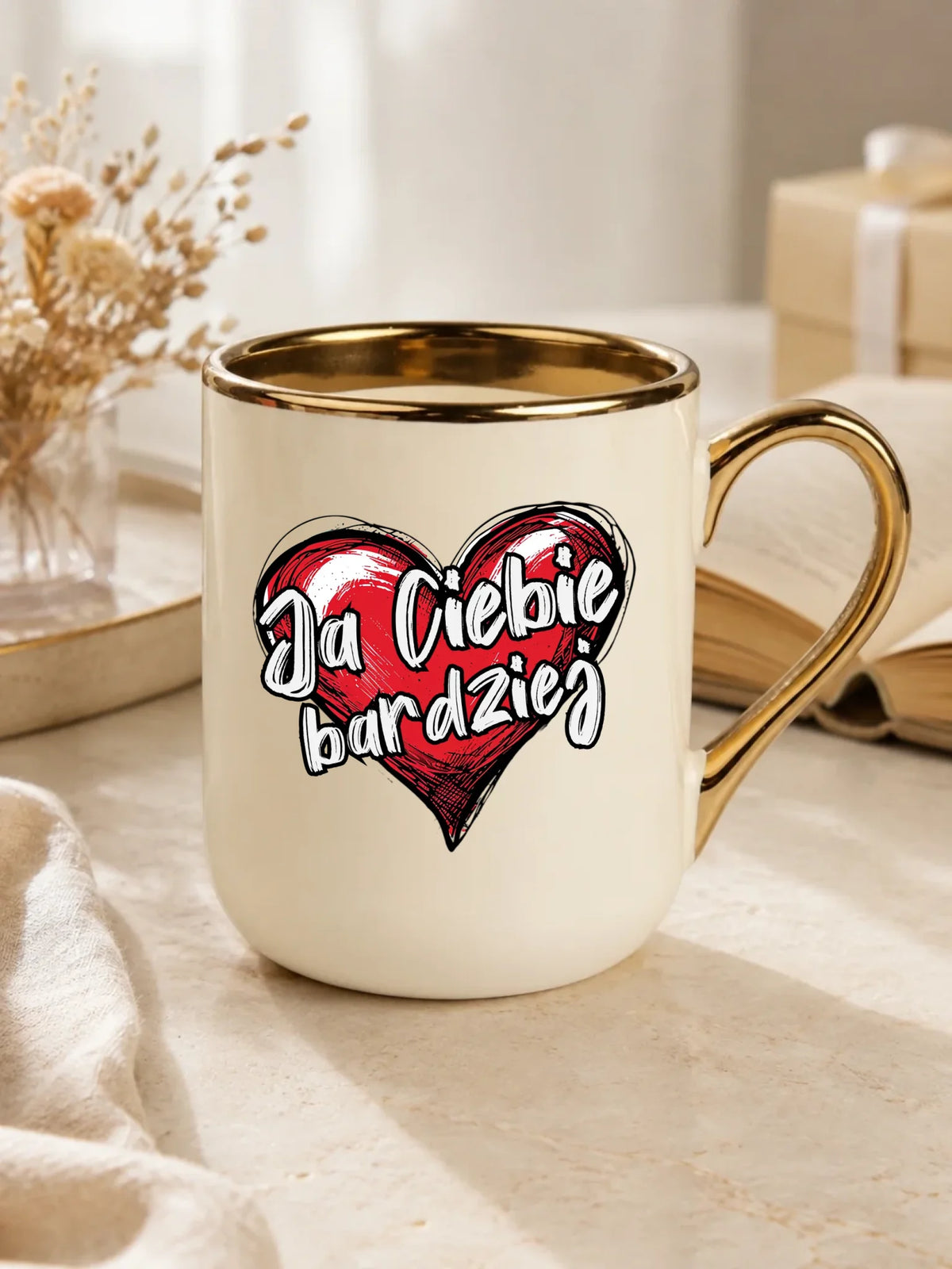 Kubek elegant dla par - Serce Ja Ciebie bardziej W84