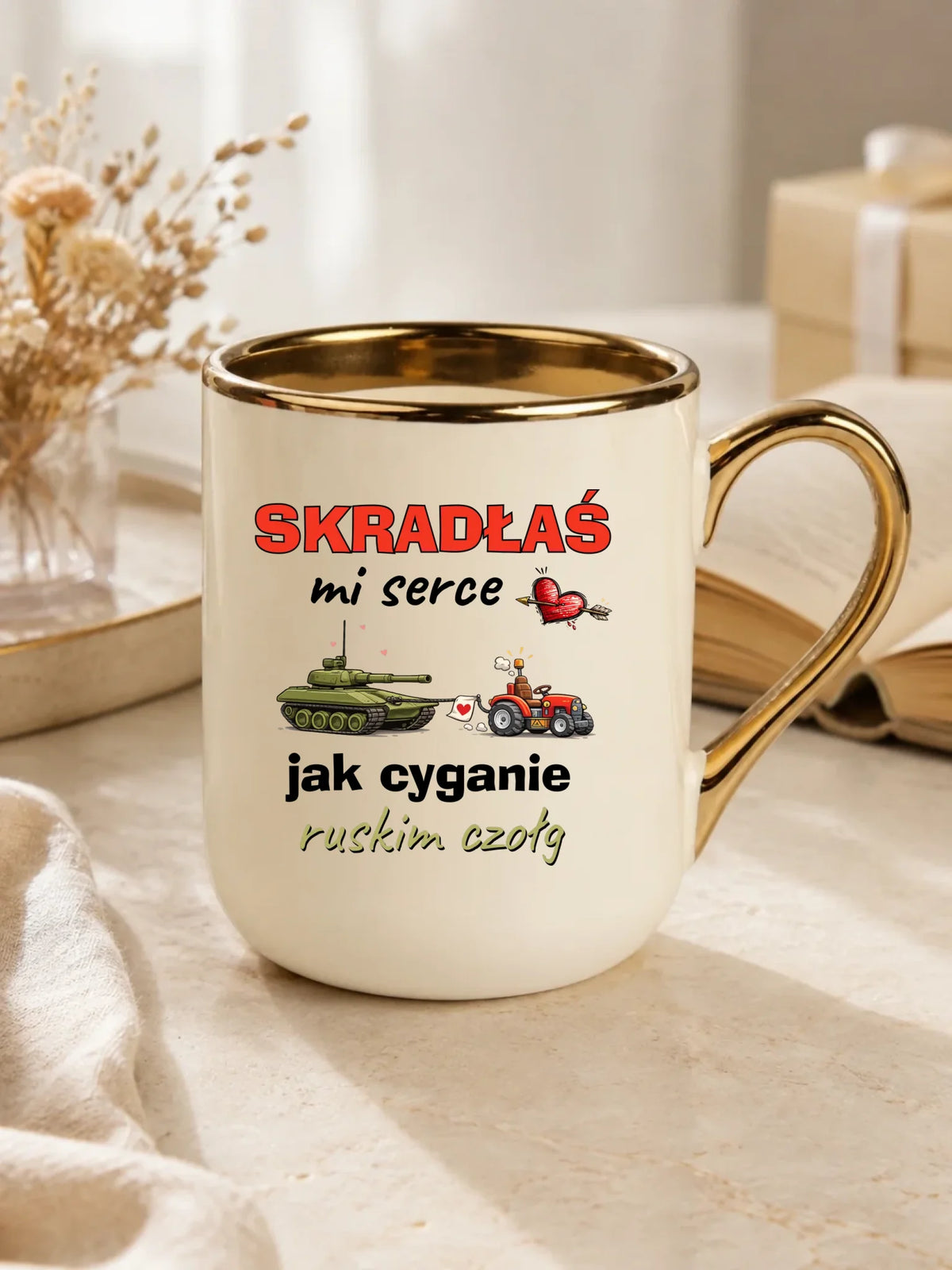 Kubek elegant - Skradłaś mi serce jak cyganie ruskim czołg W76