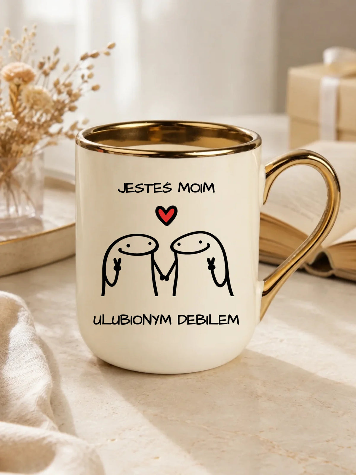 Kubek elegant dla par - Jesteś moim ulubionym debilem W78