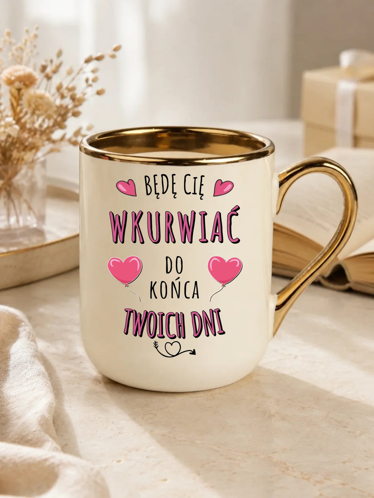 Kubek elegant dla par - Będę Cię wku*rwiać do końca Twoich dni - bez cenzury W62