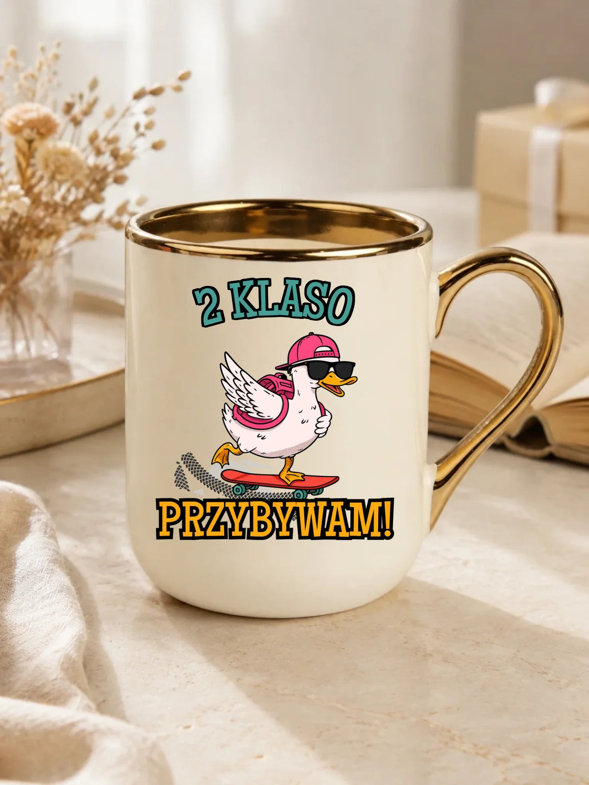 Kubek elegant na powrót do szkoły Przybywam personalizuj klasę SZ08