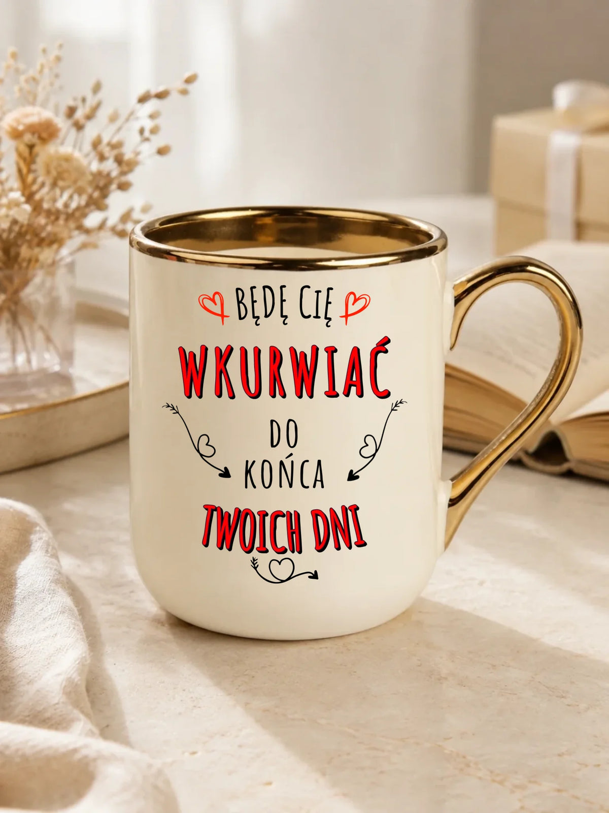 Kubek elegant dla par - Będę Cię wku*wiać do końca Twoich dni - bez cenzury W61